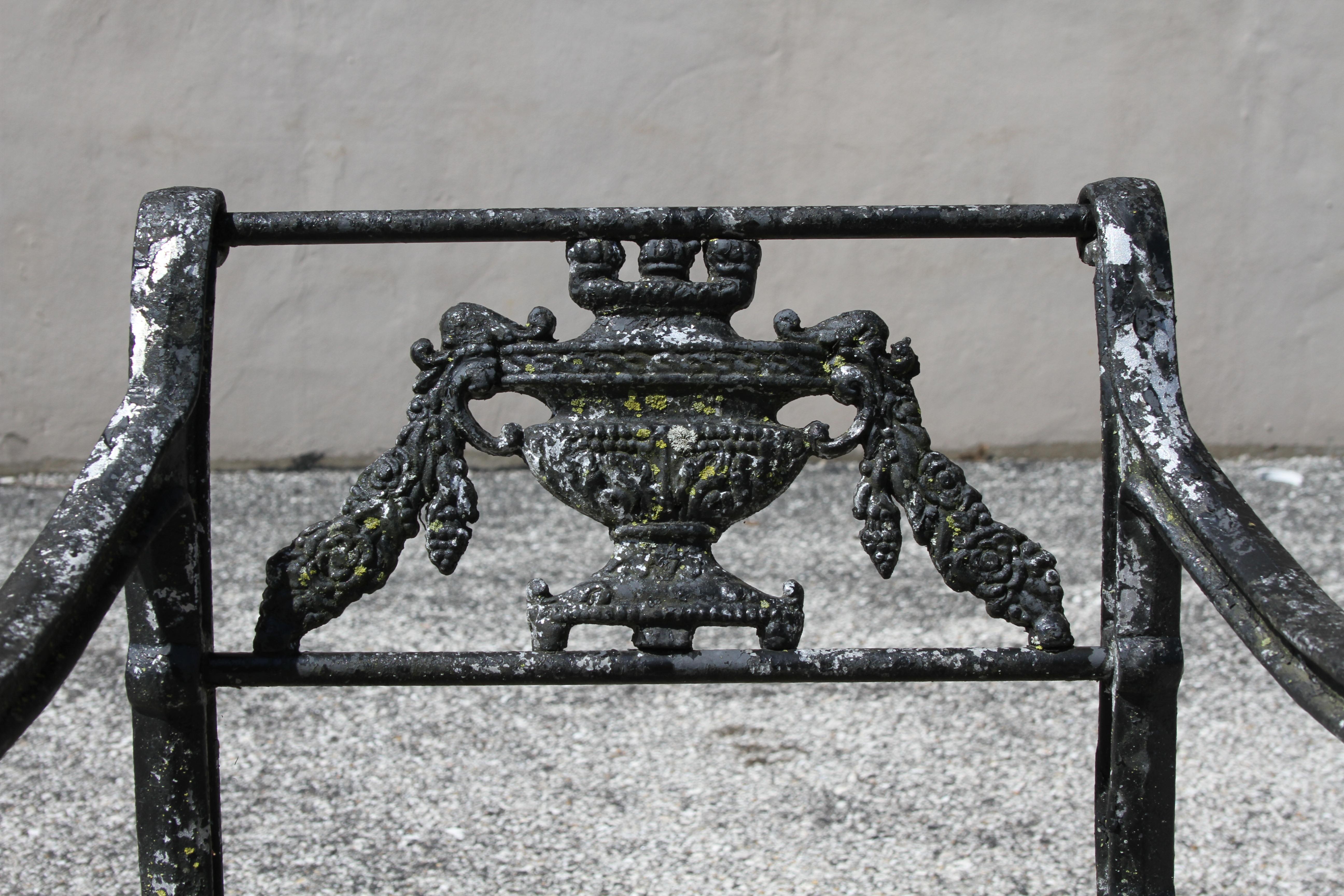 Antique Neoclassical Style Cast Aluminum set of 4 Garden or Patio Arm Chairs In Good Condition In St. Louis, MO