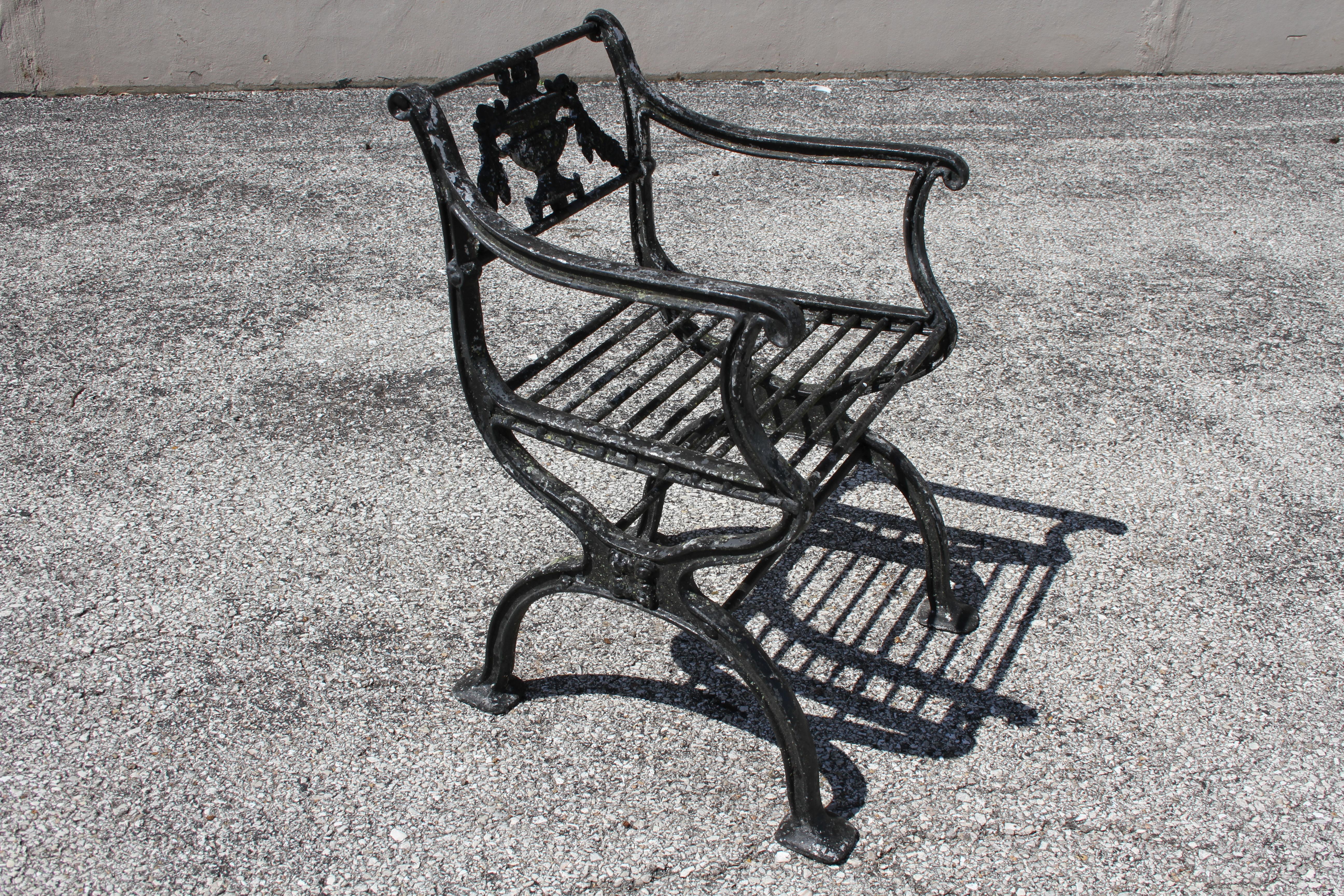 Mid-20th Century Antique Neoclassical Style Cast Aluminum set of 4 Garden or Patio Arm Chairs