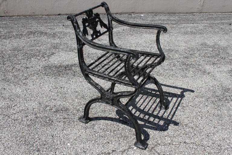Mid-20th Century Antique Neoclassical Style Cast Aluminum set of 4 Garden or Patio Arm Chairs For Sale