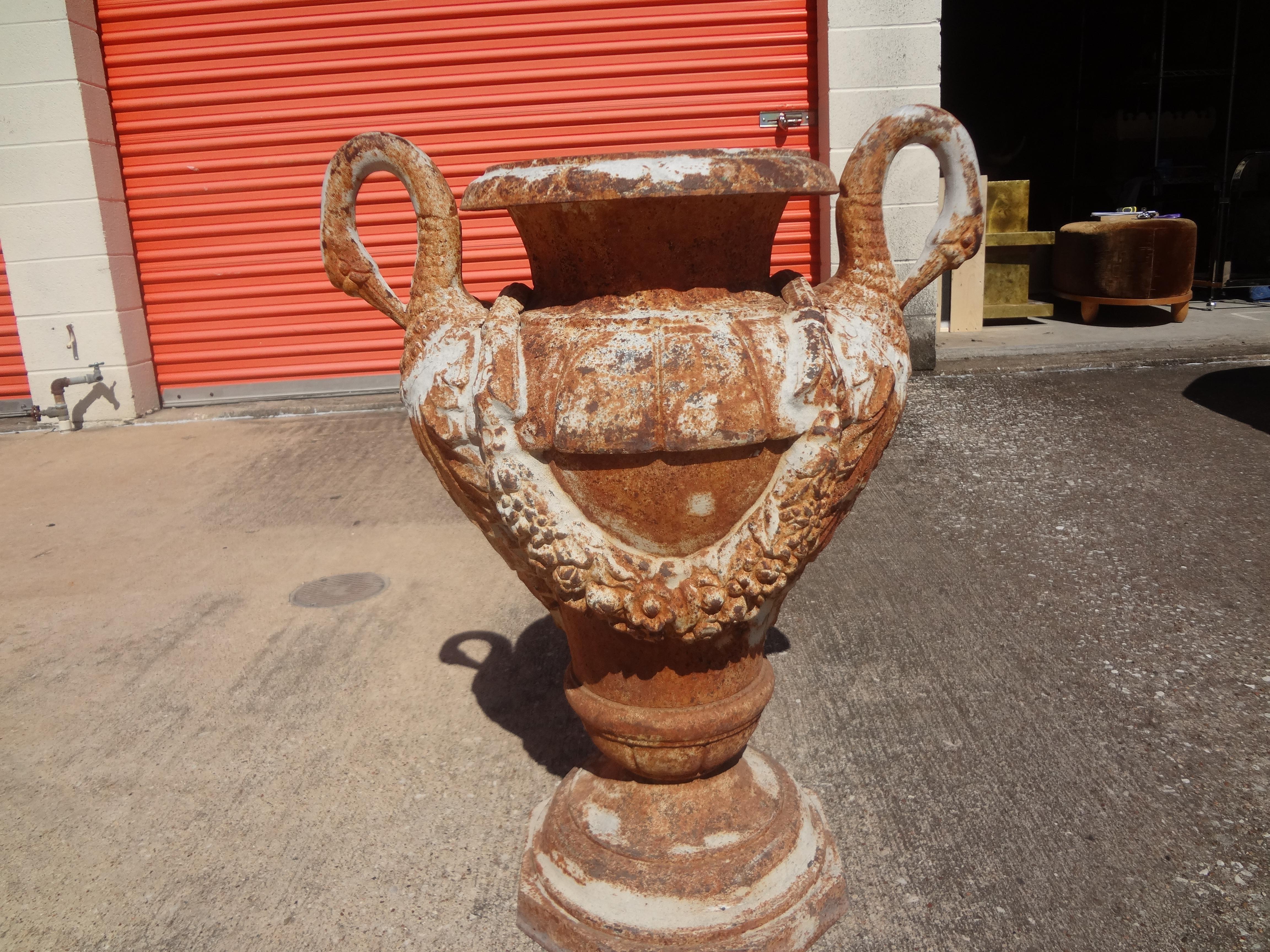 Antique French Cast Iron Garden Urn For Sale 5