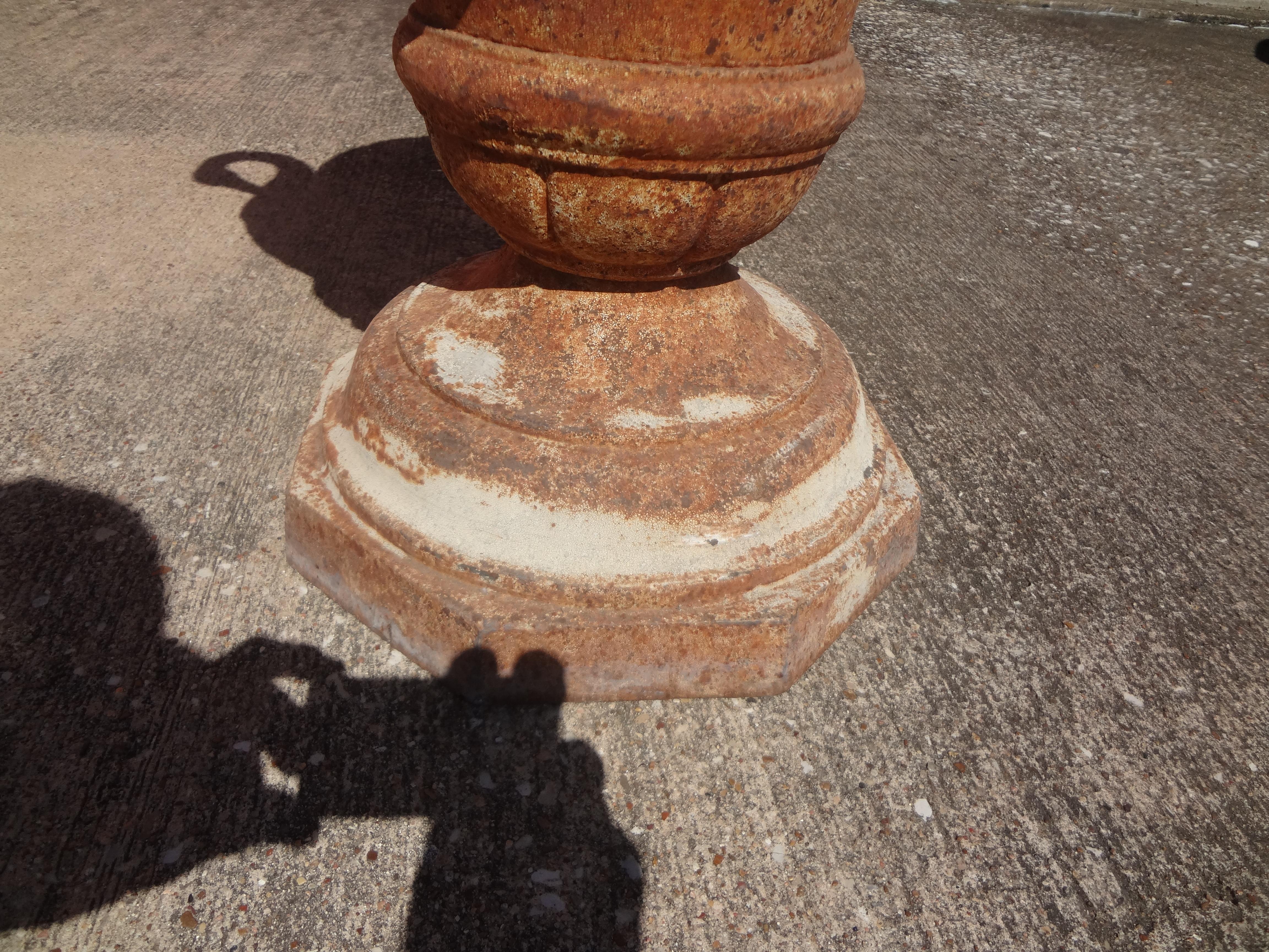 Antique French Cast Iron Garden Urn For Sale 1