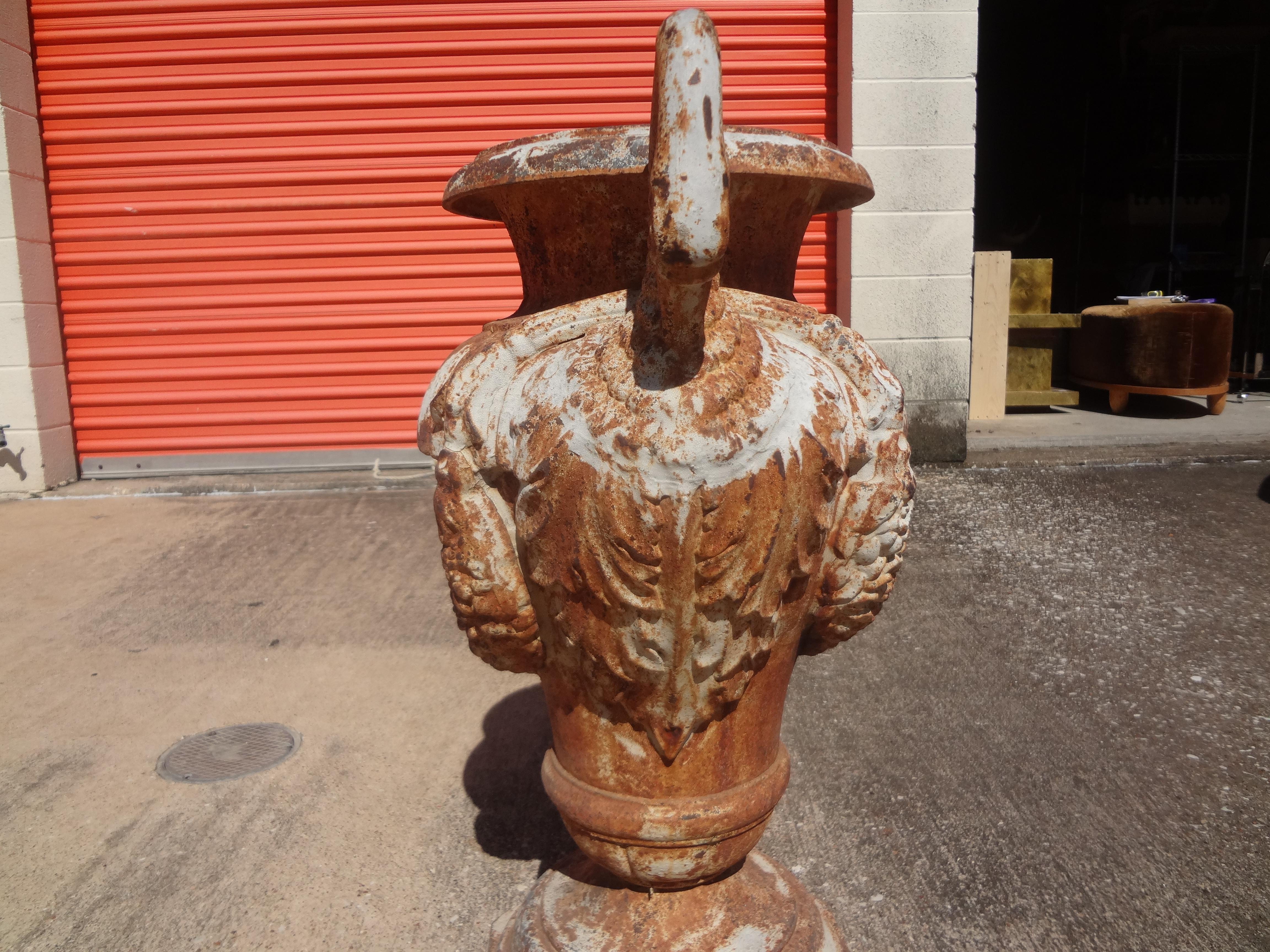 Antique French Cast Iron Garden Urn For Sale 2