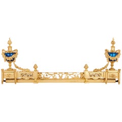Antique Neoclassical Style Gilt Bronze and Tôle Fireplace Fender
