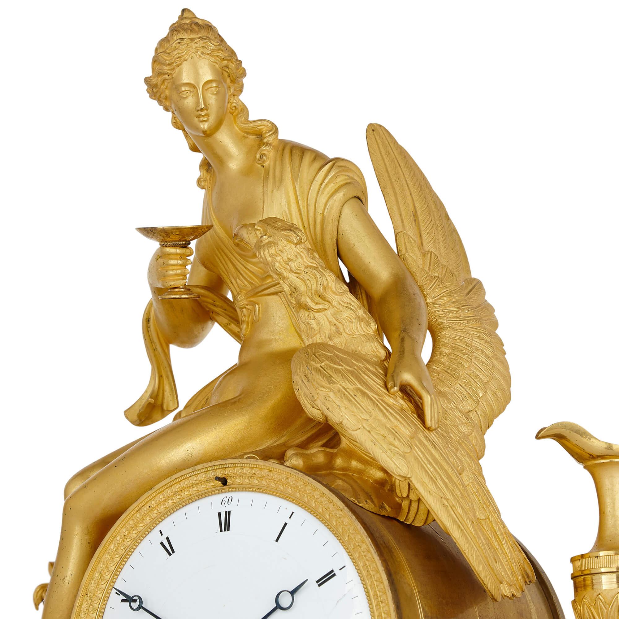 Antique Neoclassical Style Gilt Bronze Mantel Clock In Good Condition For Sale In London, GB