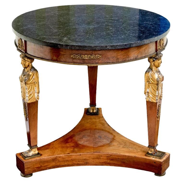 Antique Neoclassical Style Gilt-Bronze Mounted Mahogany Salon Table