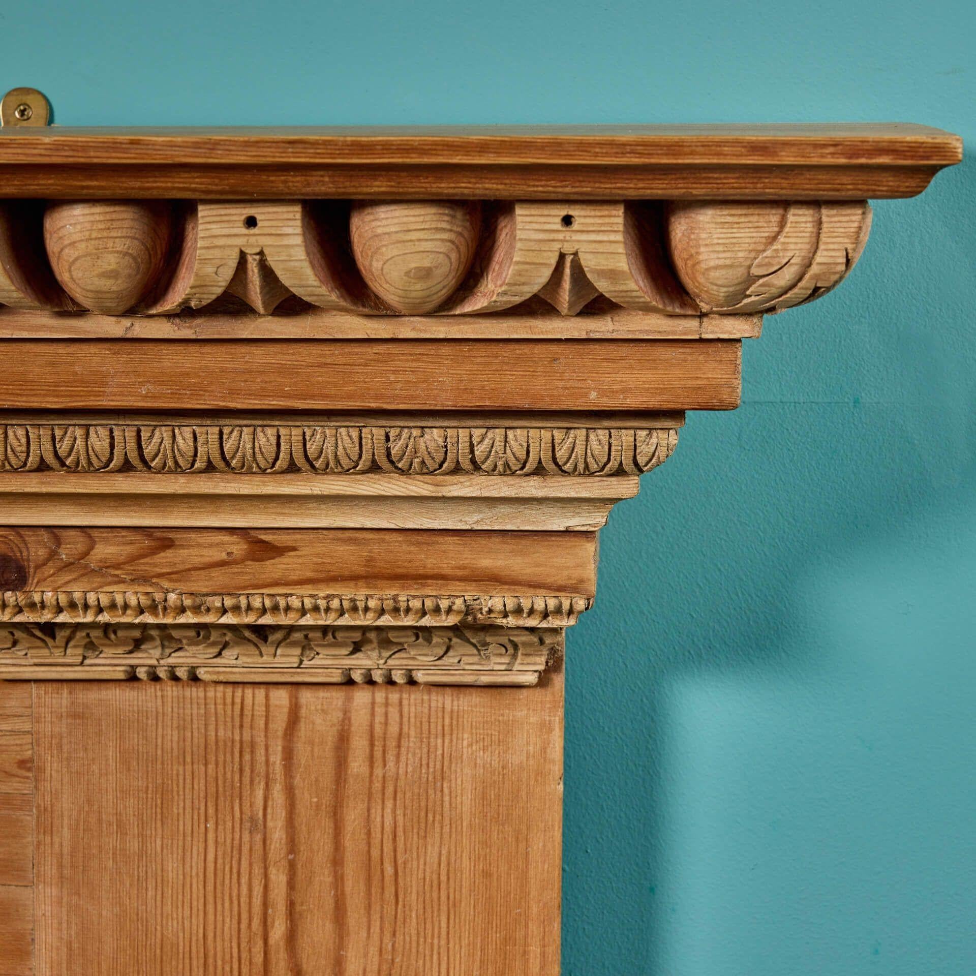 19th Century Antique Neoclassical Style Pine Fireplace For Sale