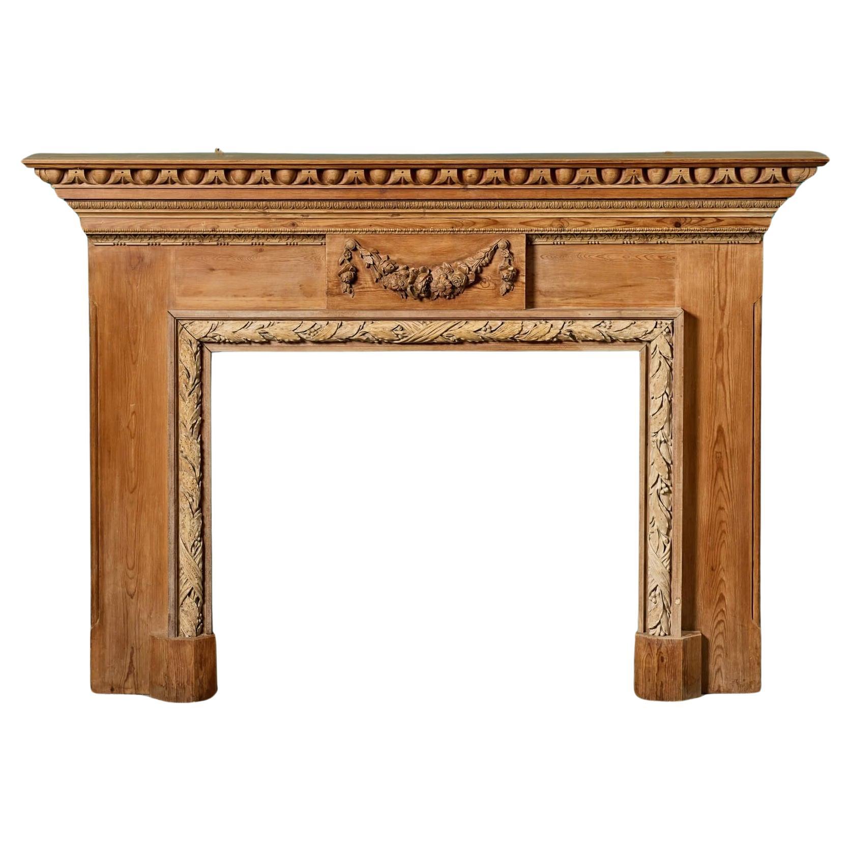 Antique Neoclassical Style Pine Fireplace