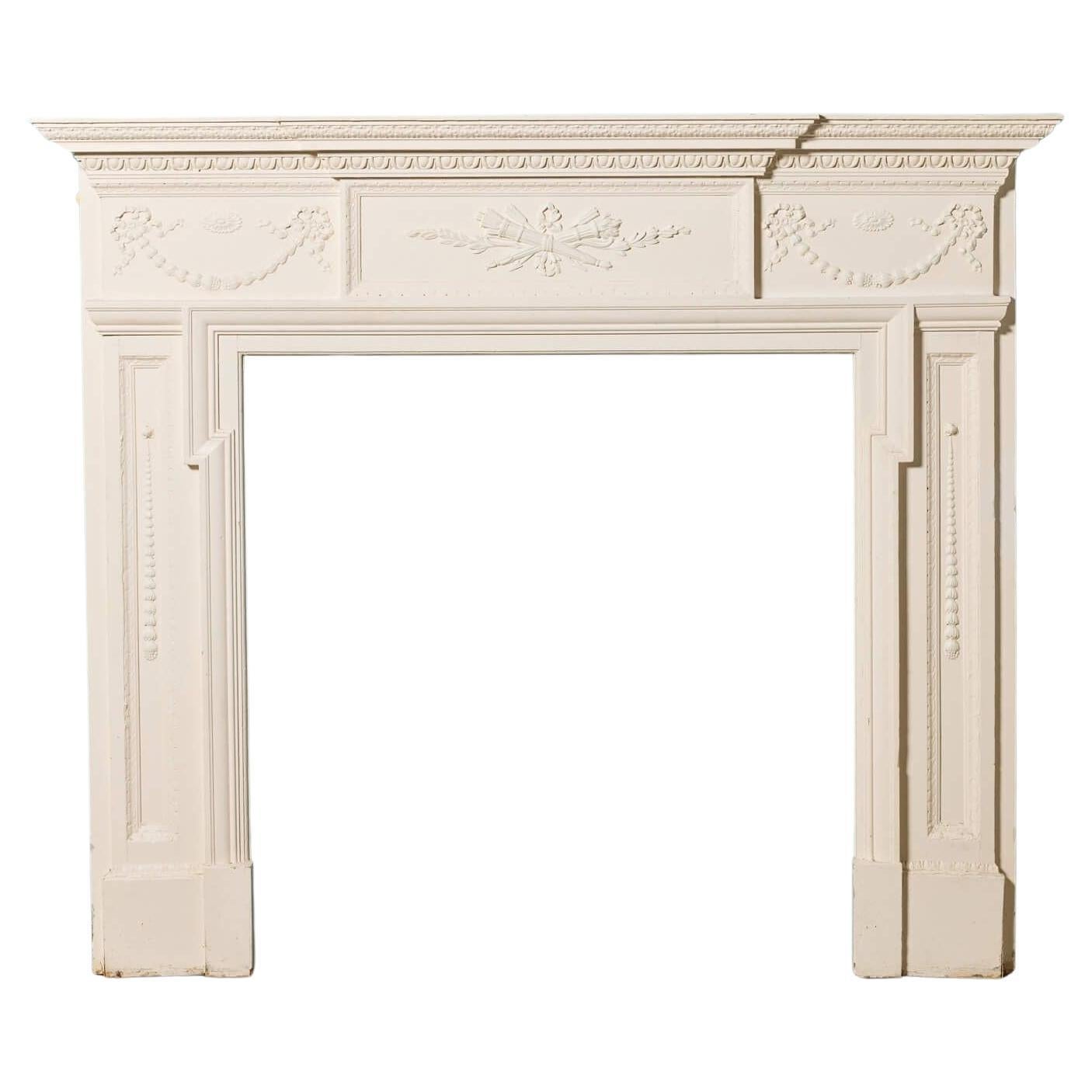 Antique Neoclassical Style Pine Fireplace For Sale