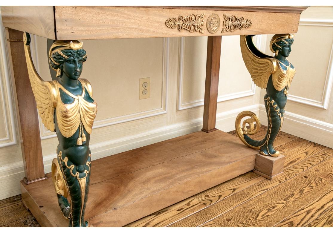 Antique Neoclassical Style Stone Top Console Table For Sale 8