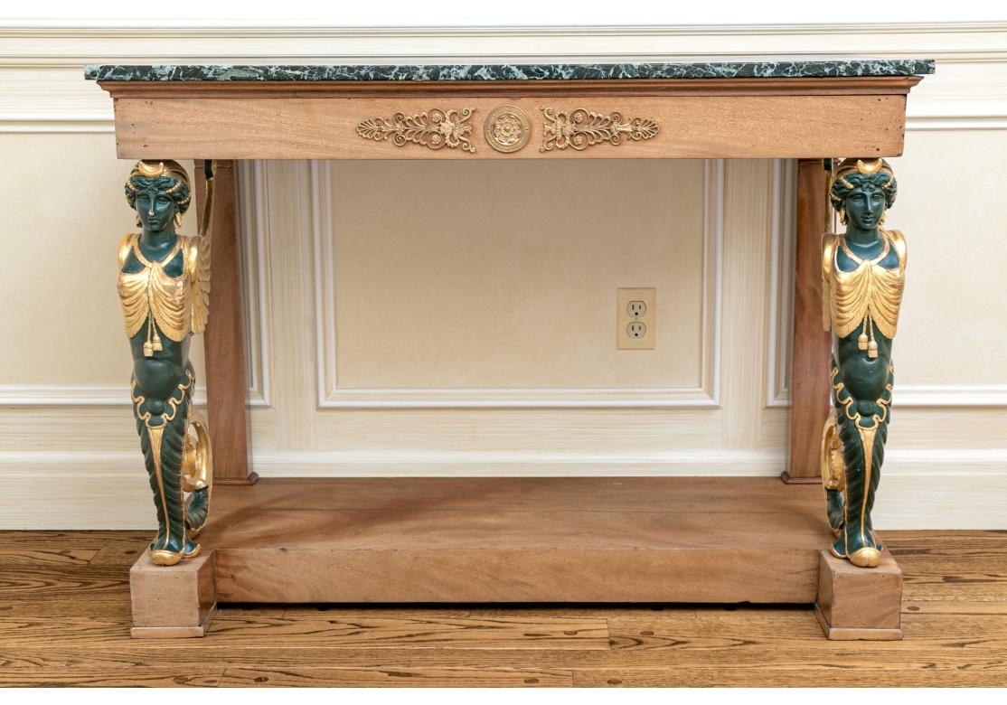 19th Century Antique Neoclassical Style Stone Top Console Table For Sale