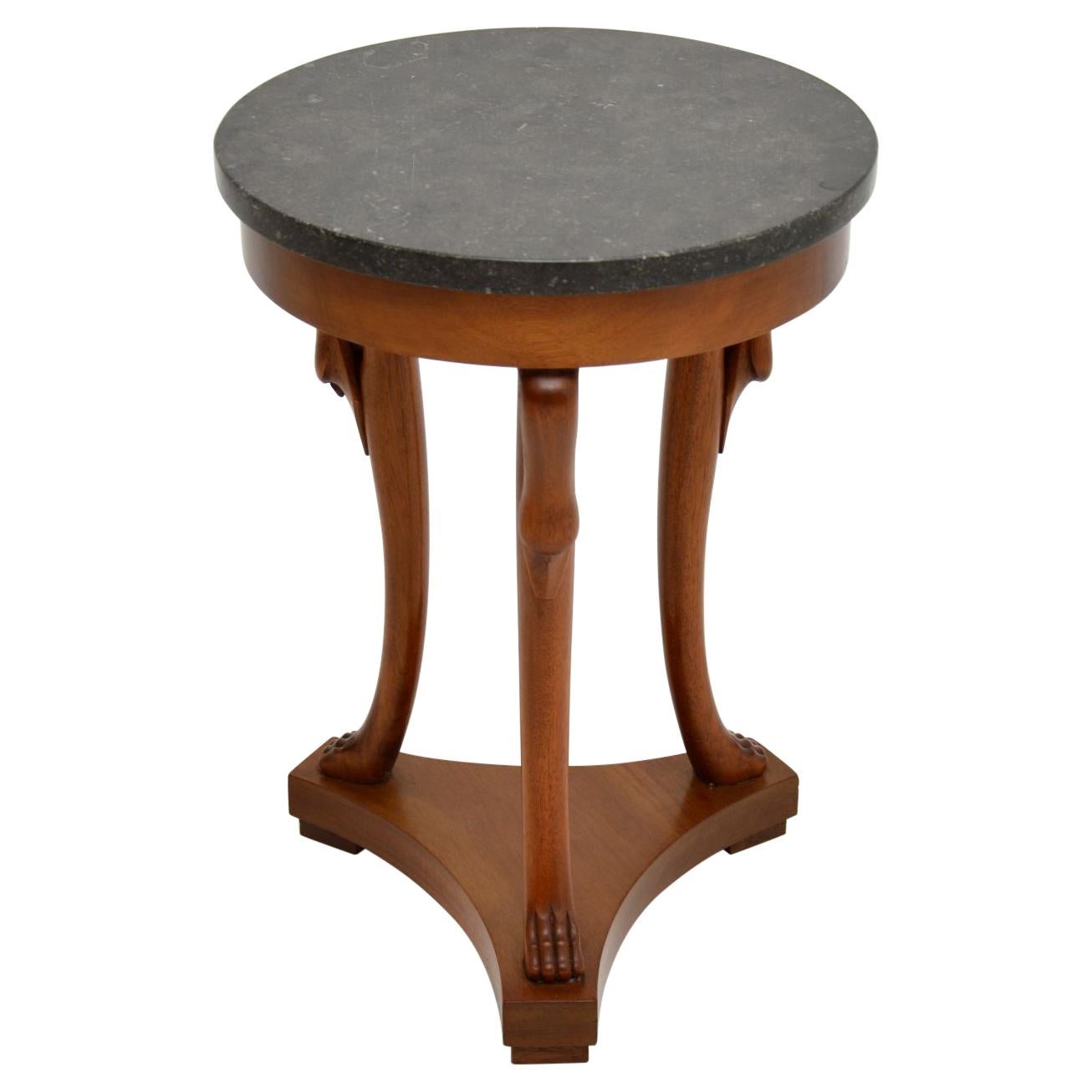 Antique Eastlake Marble Top Incised Walnut Side Table, circa 1880 at