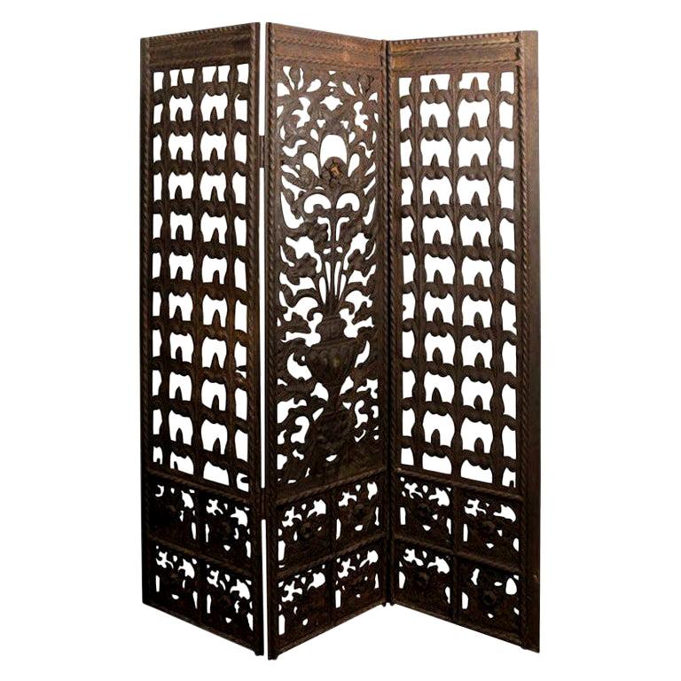 Antique Neoclassical Style Wrought Iron Screen or Room Divider For Sale