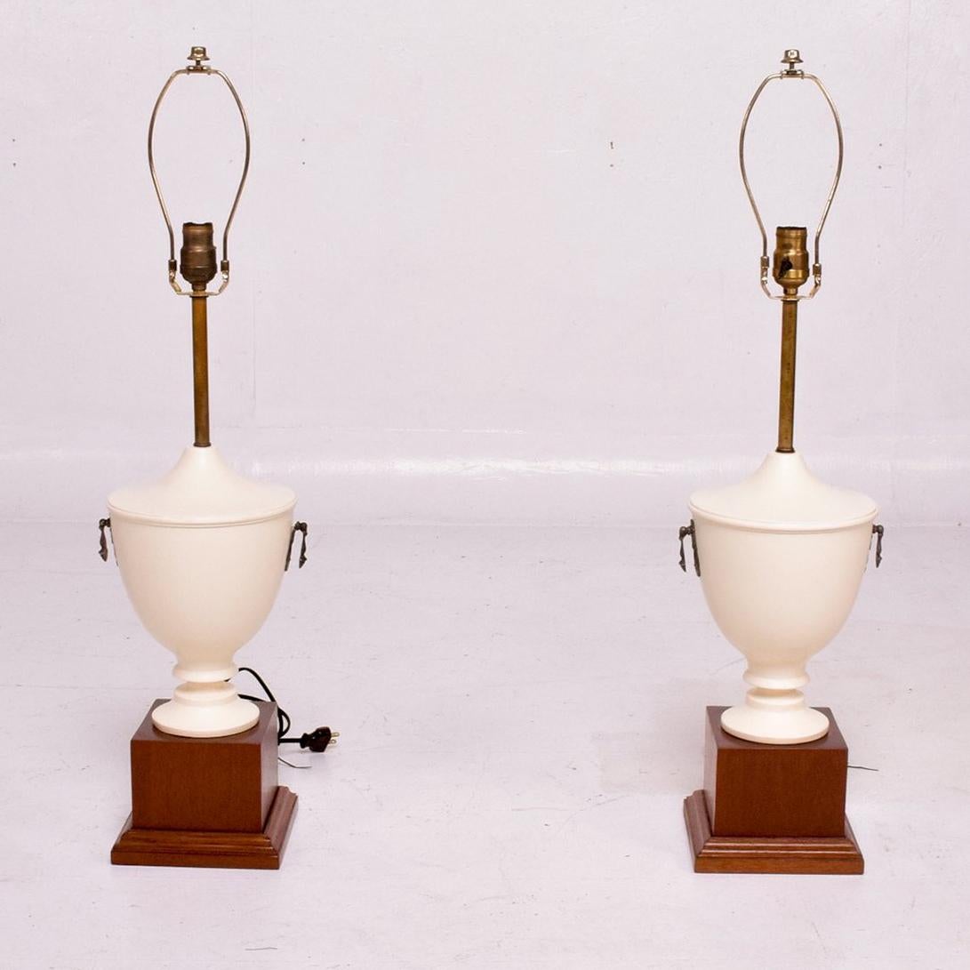 Antique Neoclassical Table Lamps, Solid Mahogany 3