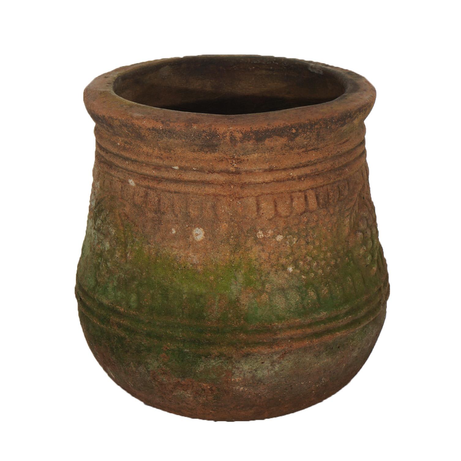 Antique Neoclassical Terra Cotta Garden Urn Patio Planter C1910 In Good Condition In Big Flats, NY