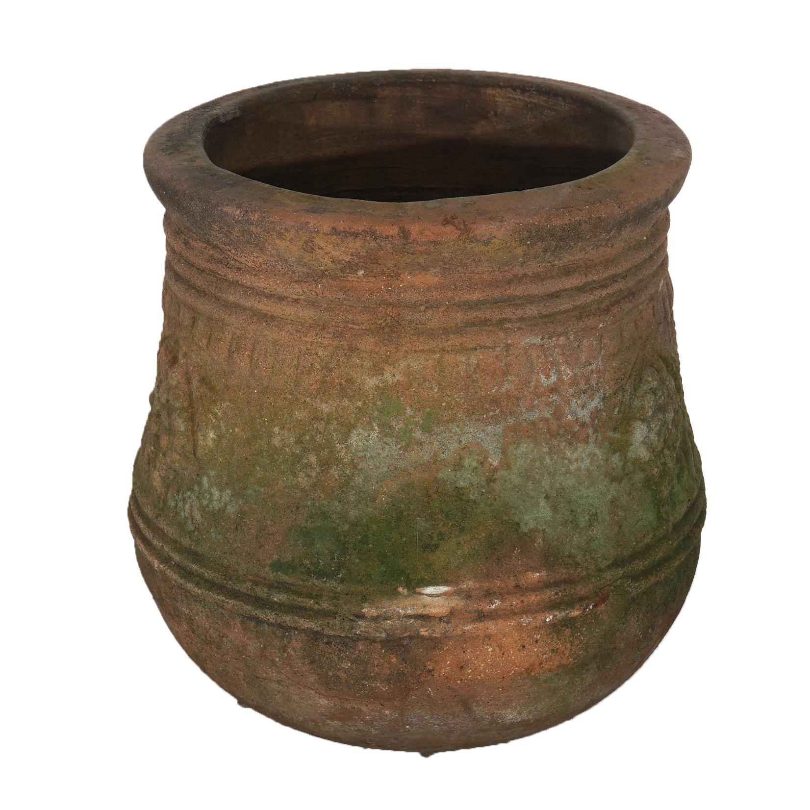 Terracotta Antique Neoclassical Terra Cotta Garden Urn Patio Planter C1910 For Sale