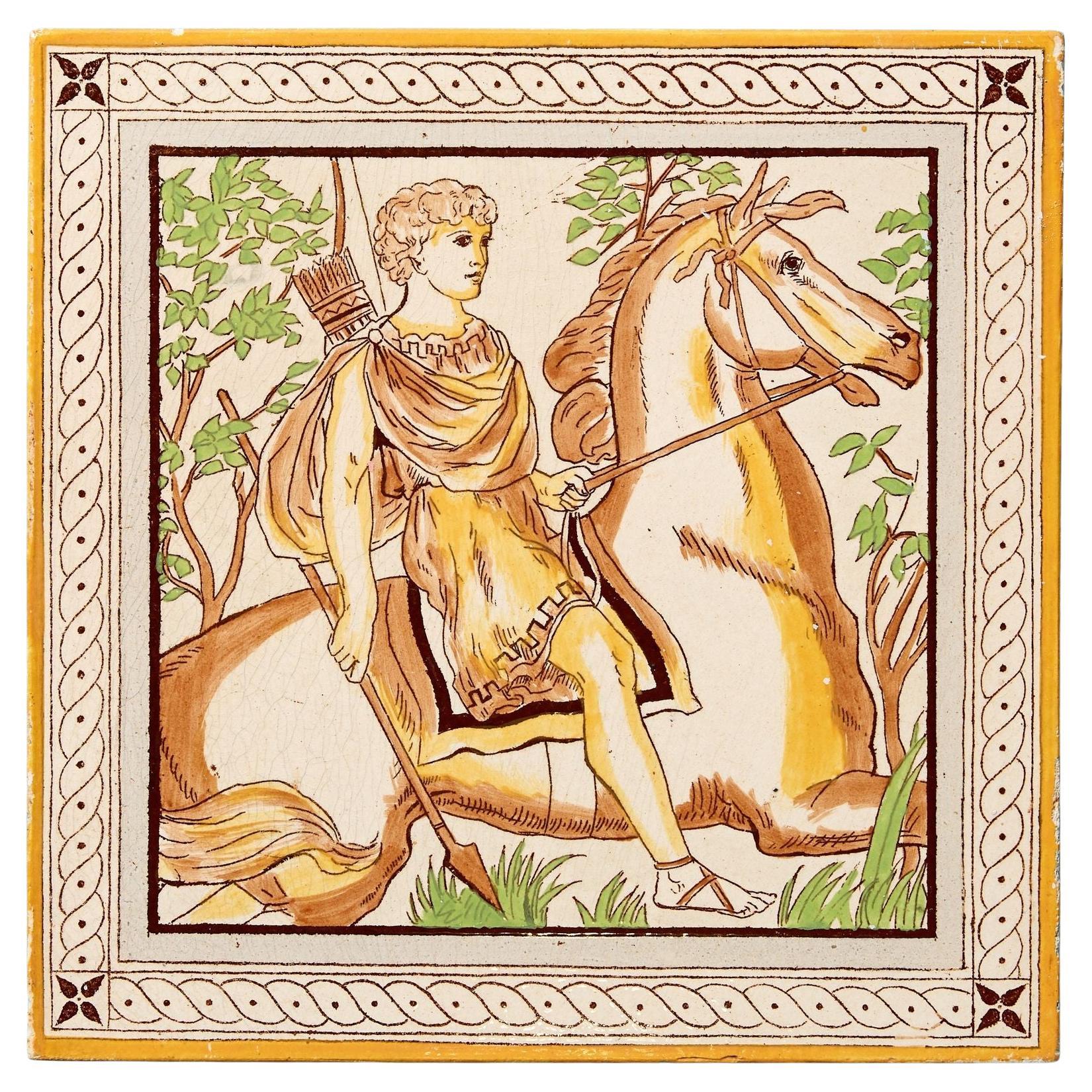 Antike neoklassizistische Kachel von Minton Hollins
