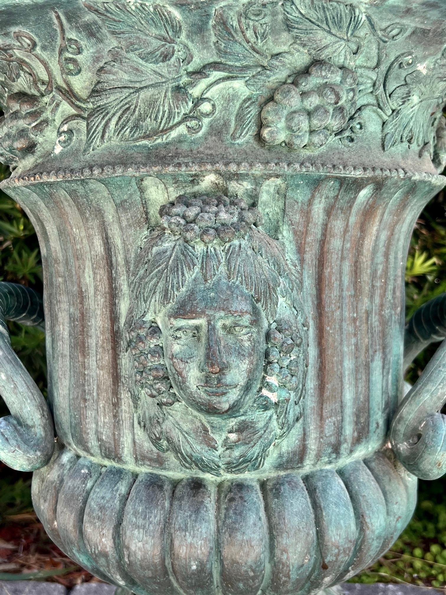 Art Nouveau Bronze Urn with Verdigris Patina, France, circa 1920s In Good Condition In Fort Lauderdale, FL