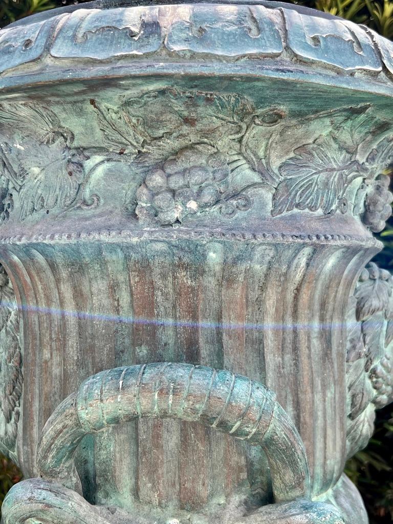 Art Nouveau Bronze Urn with Verdigris Patina, France, circa 1920s 1