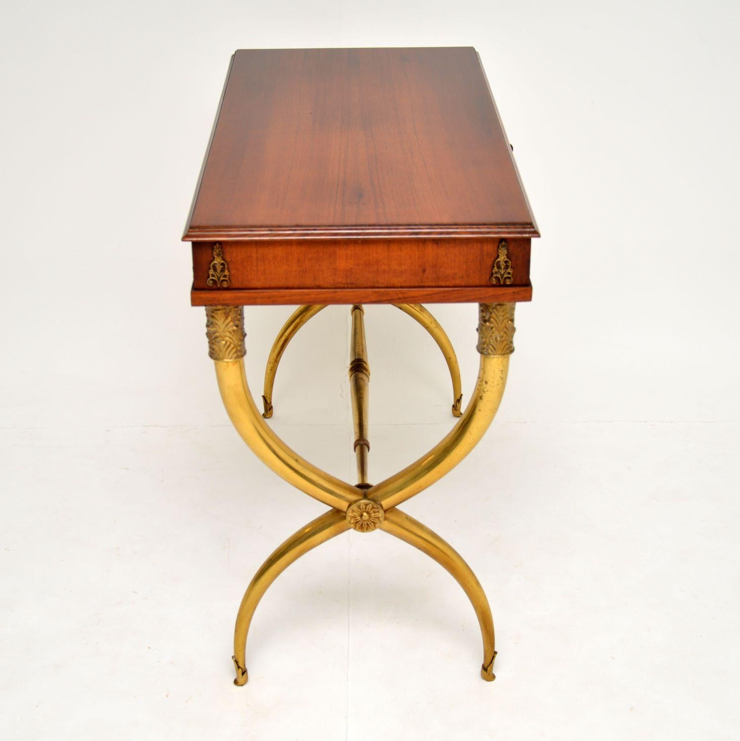 Antique Neoclassical Walnut and Brass Writing / Side Table In Good Condition In London, GB