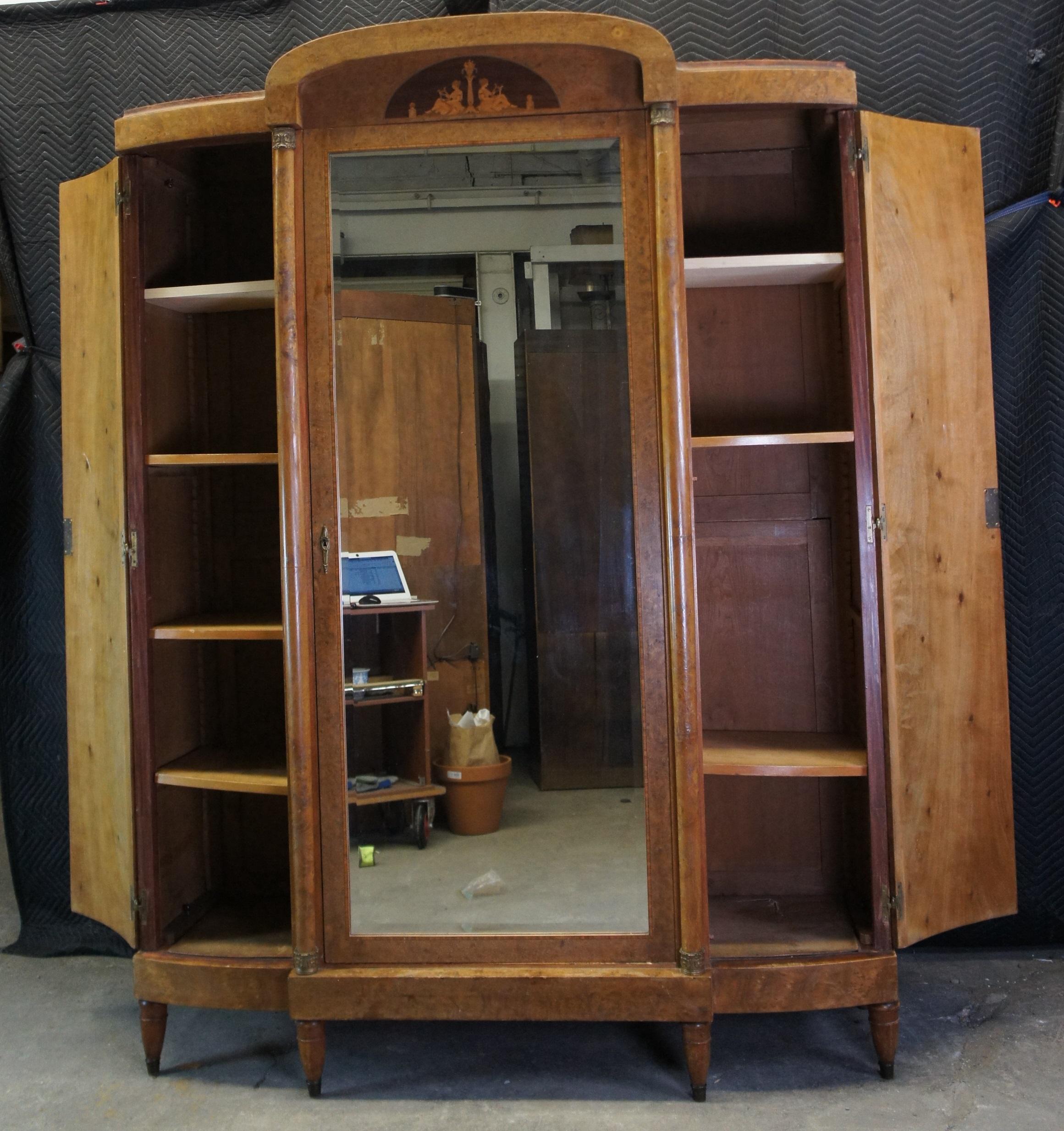 antique oak wardrobe with mirror