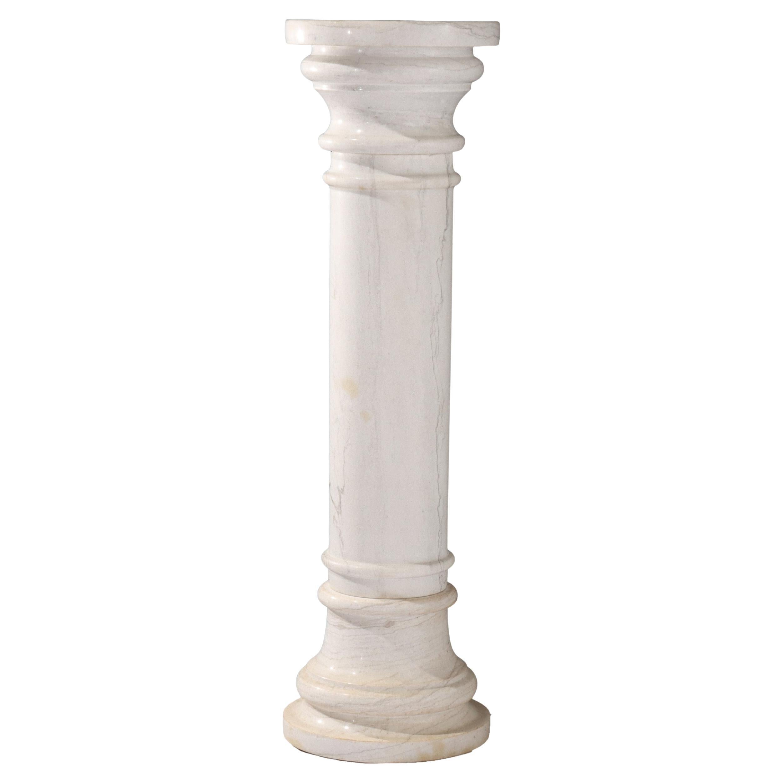 Antike neoklassische weiße Marmor-Skulptur Display Sockel C1890