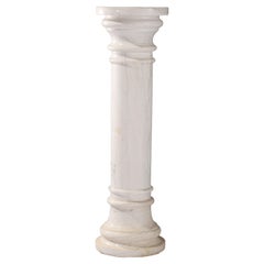 Antike neoklassische weiße Marmor-Skulptur Display Sockel C1890