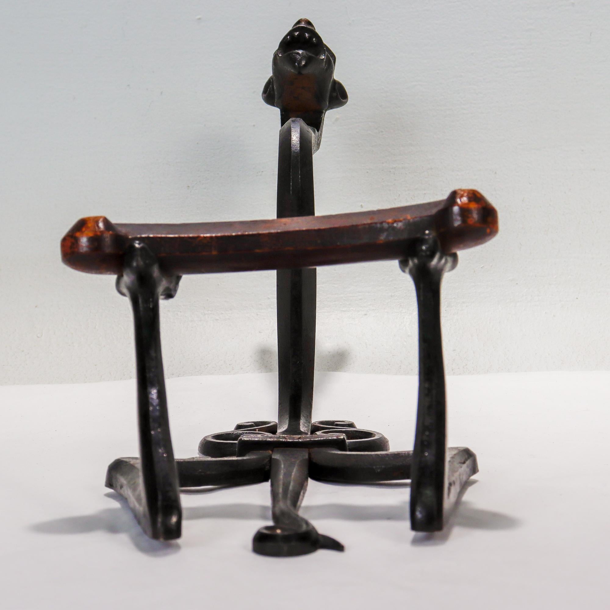 Boot jack free standing tall Double handed wrought iron 