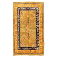 Vintage Nepalese Rug with Modern Labyrinth Patterns in Rust and Brown