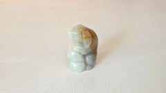 Antique Nephrite Jade Hound Dog Figurine Grey-Green with Russet Highlights