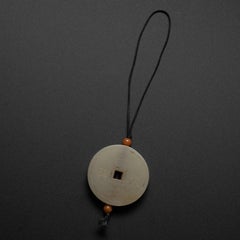 Pendentif ancien en néphrite certifié non traité de la période Qing