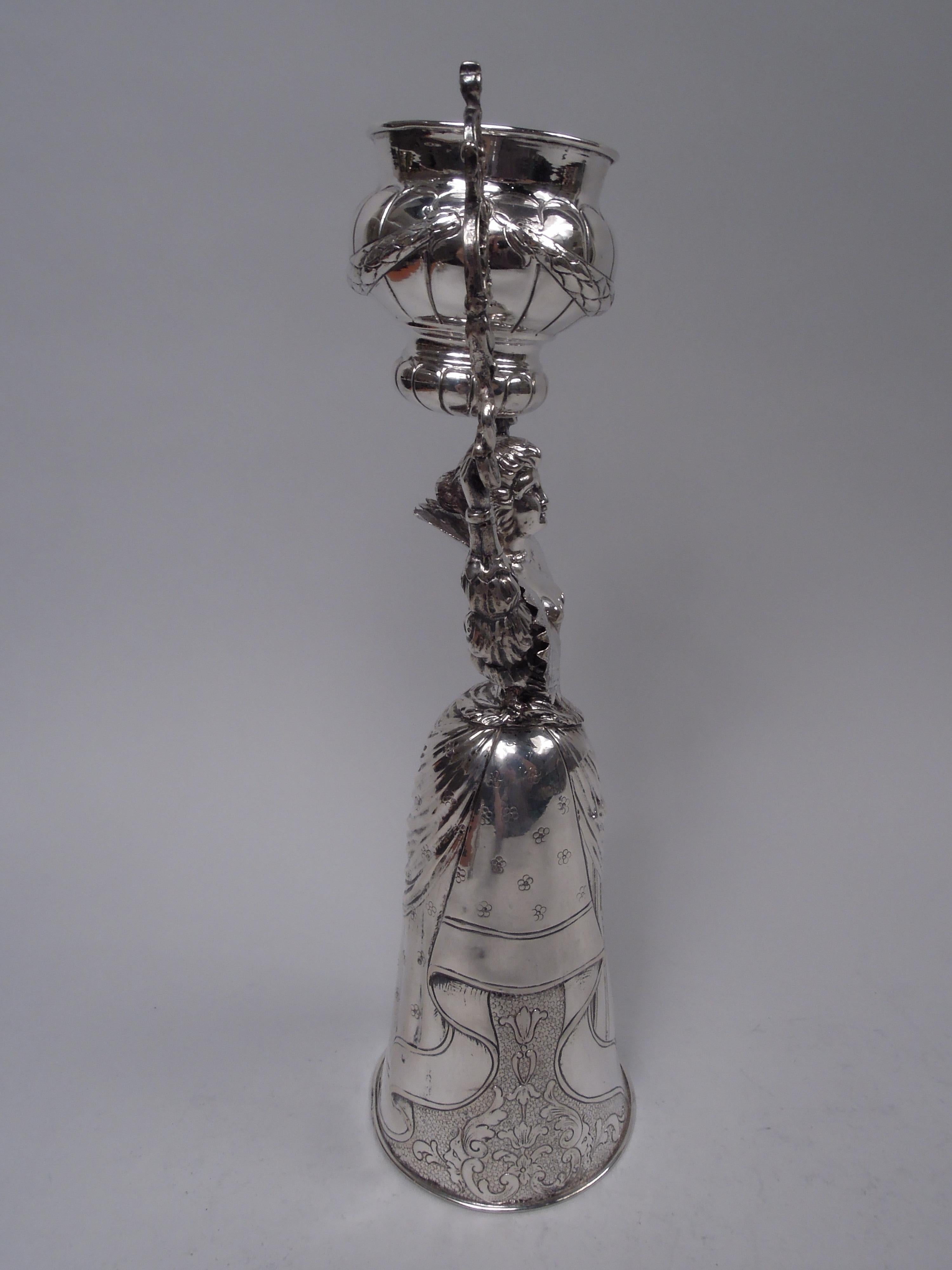 Antiker Neresheimer Hanau Silber-Hochzeitsbecher mit Barock Dame aus Silber (Graviert) im Angebot