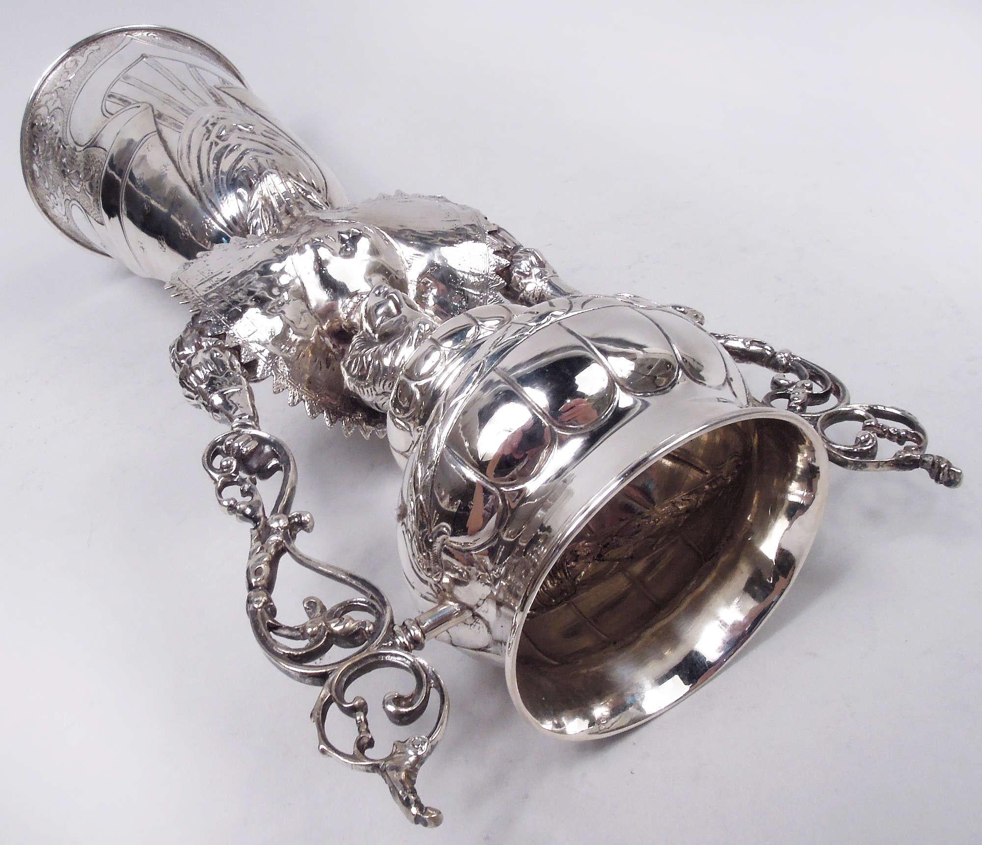 Antique Neresheimer Hanau Silver Wedding Cup with Baroque Dame For Sale 3