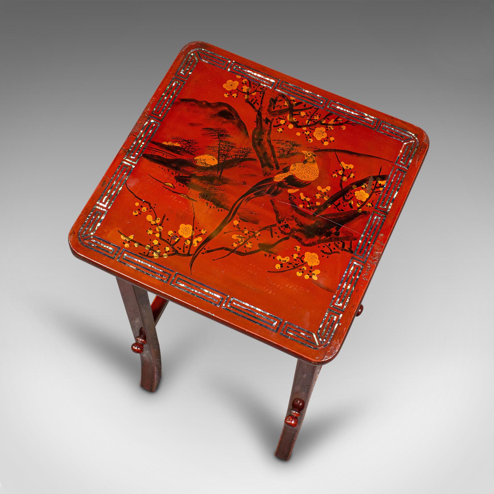 Antique Nest of 3 Occasional Side Tables, Oriental, Japanned, Victorian, C.1900 For Sale 6