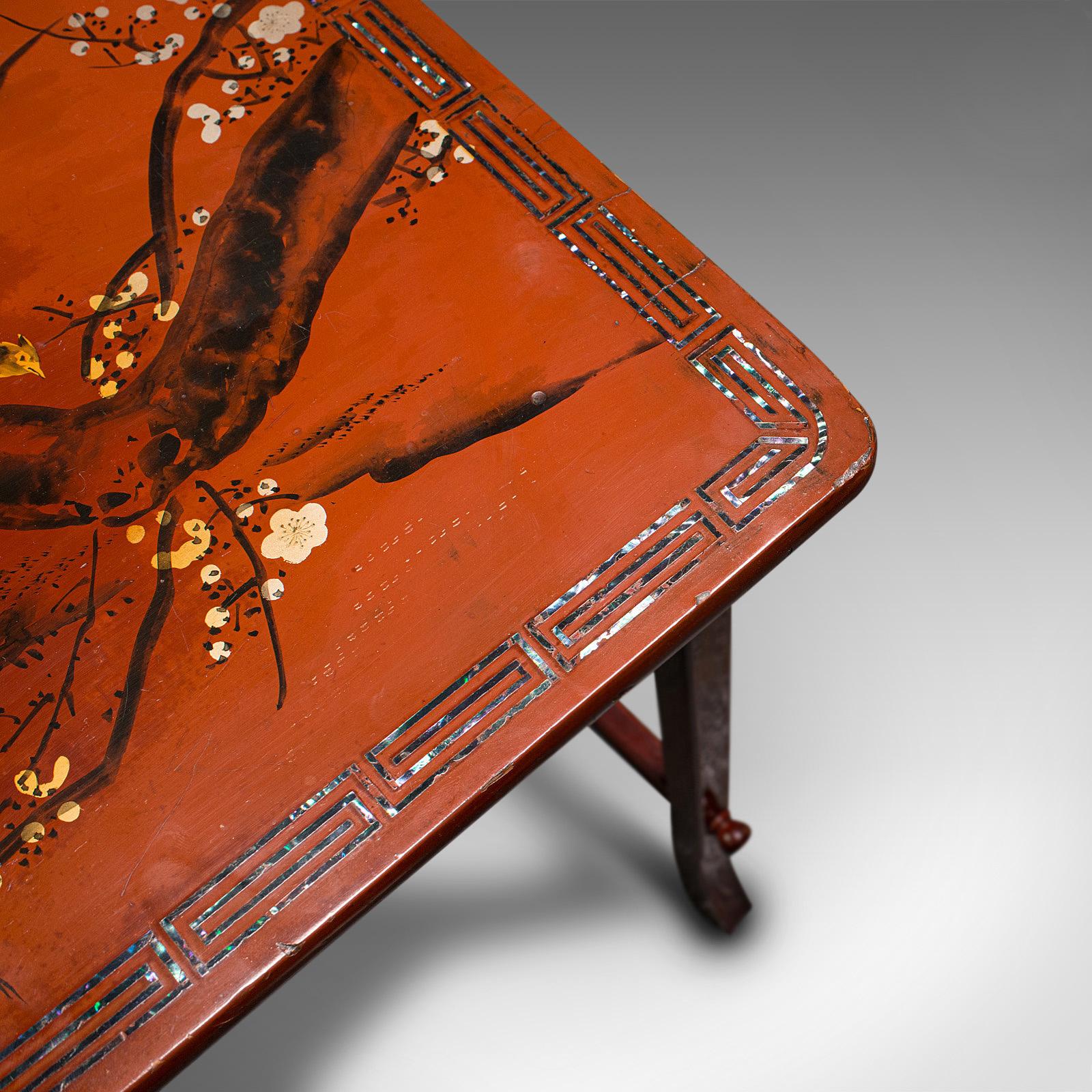 Antique Nest of 3 Occasional Side Tables, Oriental, Japanned, Victorian, C.1900 7
