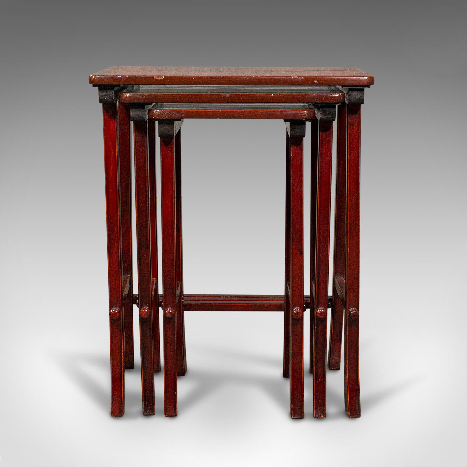 19th Century Antique Nest of 3 Occasional Side Tables, Oriental, Japanned, Victorian, C.1900 For Sale