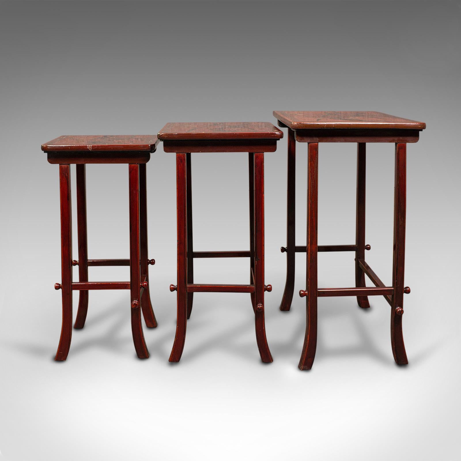 Antique Nest of 3 Occasional Side Tables, Oriental, Japanned, Victorian, C.1900 For Sale 2