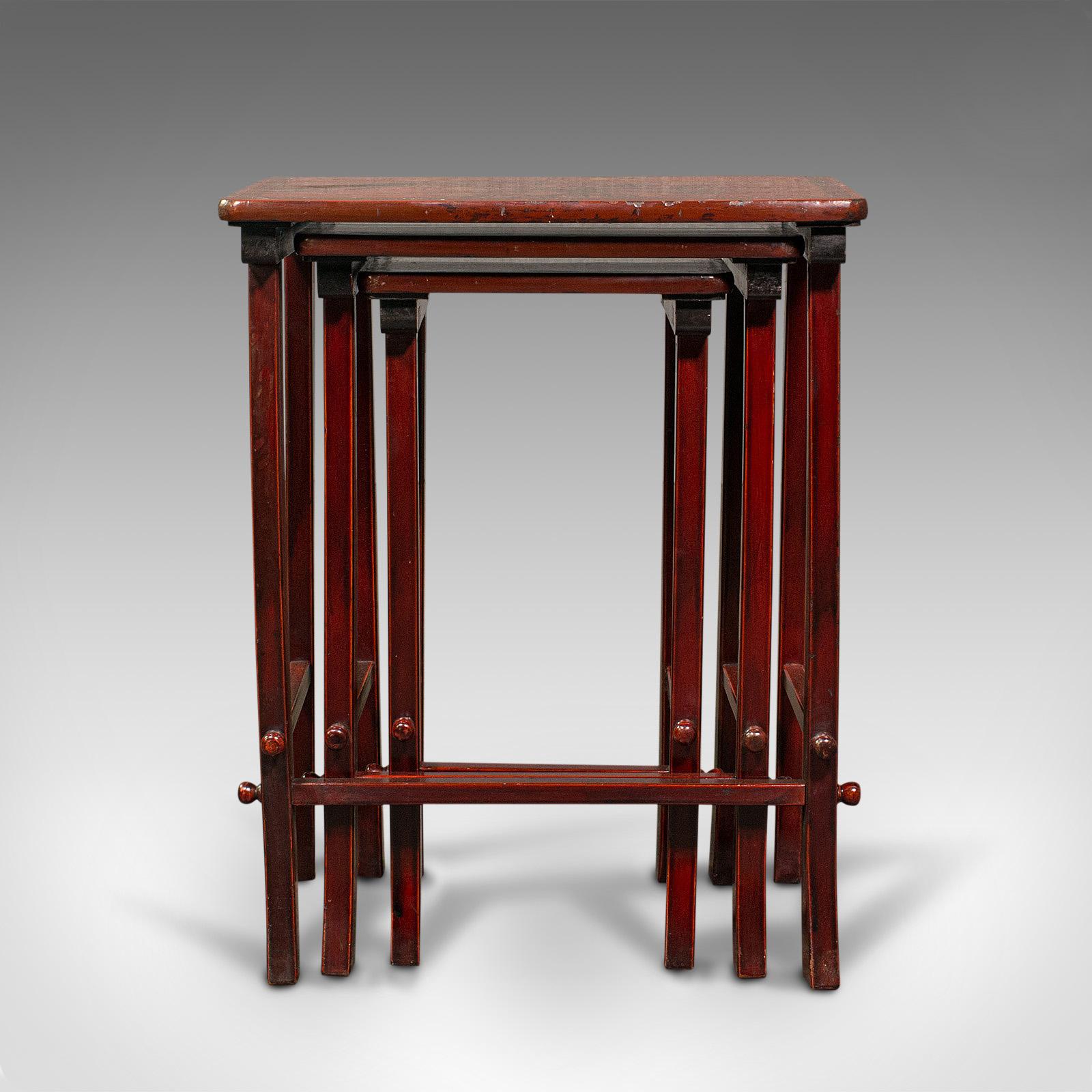 Antique Nest of 3 Occasional Side Tables, Oriental, Japanned, Victorian, C.1900 For Sale 3