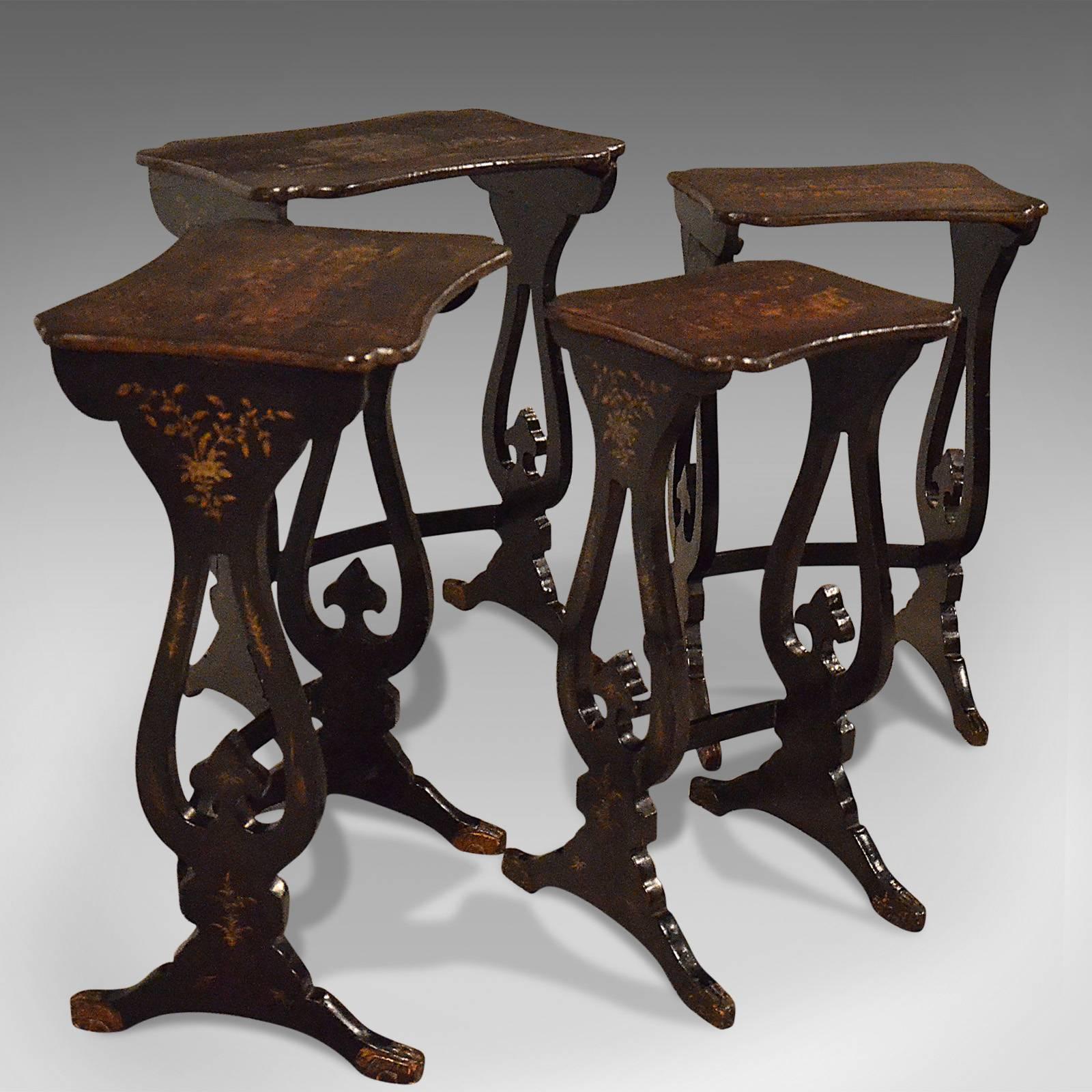 Antique Nest of Tables, Four Chinoiserie Side Tables, 19th Century, circa 1890 6