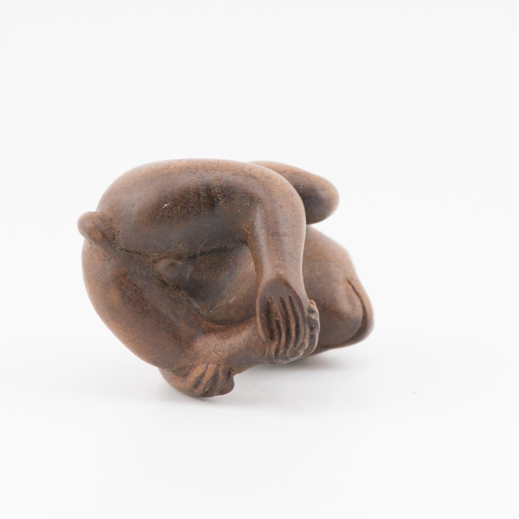 Antique Netsuke 19/20th C Japanese Japan Monkey Thinking Meiji Period For Sale 3