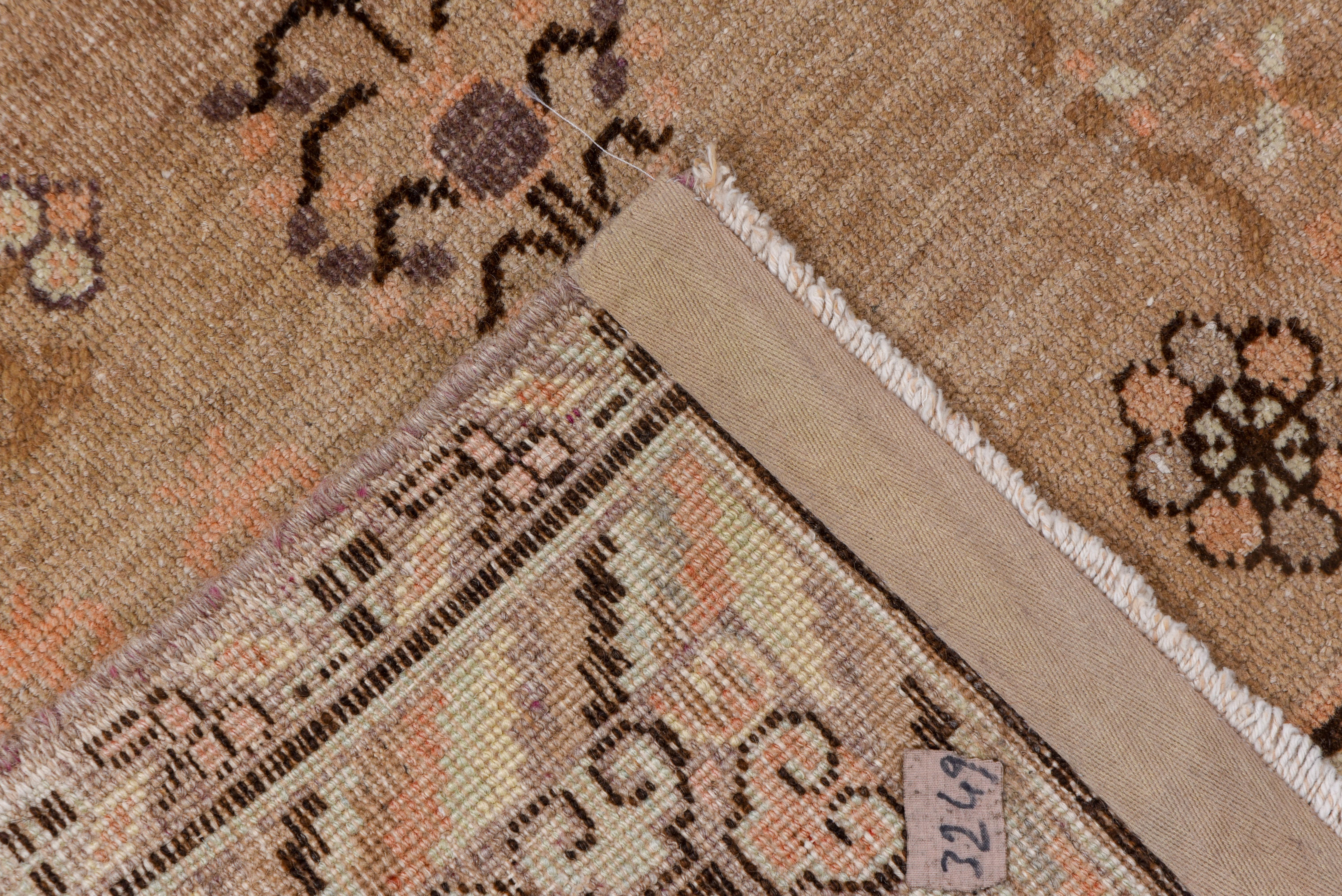 Wool Antique Neutral Khotan Rug, Neutral Palette, Light Brown Field For Sale