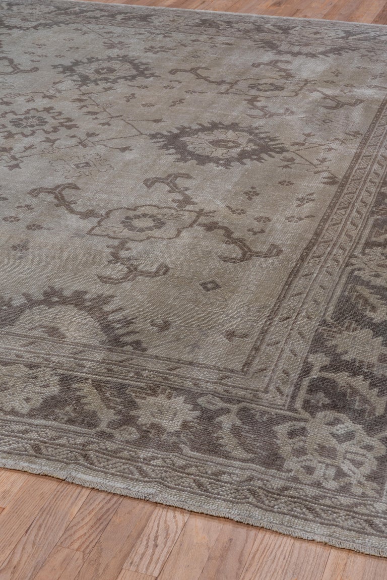 Antique Neutral Oushak Square Rug, circa 1920s, Neutral Palette at 1stDibs