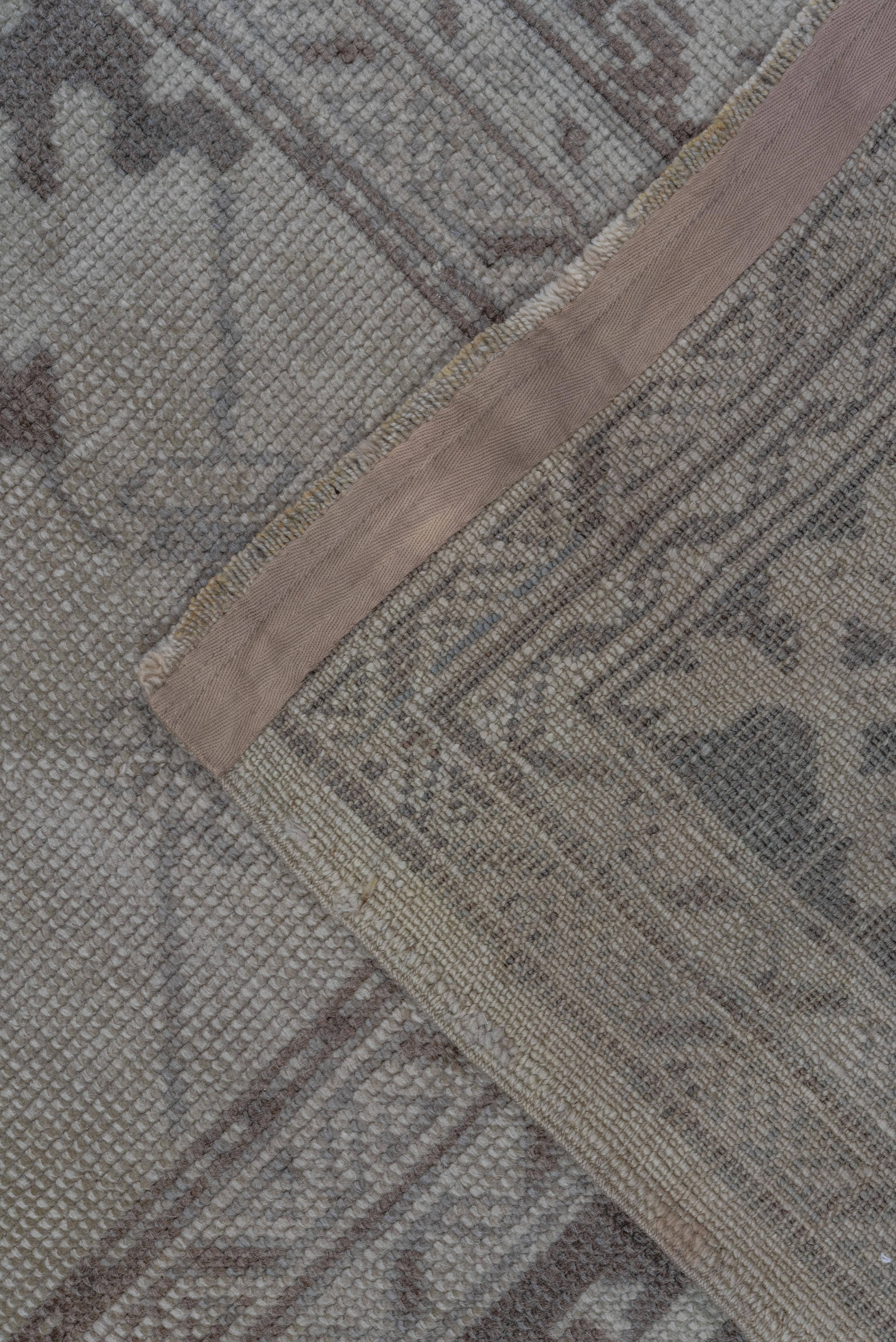 Wool Antique Neutral Oushak Square Rug, circa 1920s, Neutral Palette
