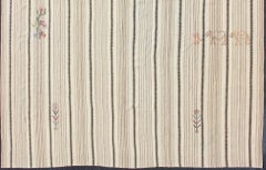 Antique Neutral Paneled Kilim Flat-Weave in Tones of Cream and Brown