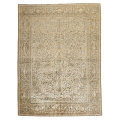 Antiker, neutraler, persischer Kashan-Teppich