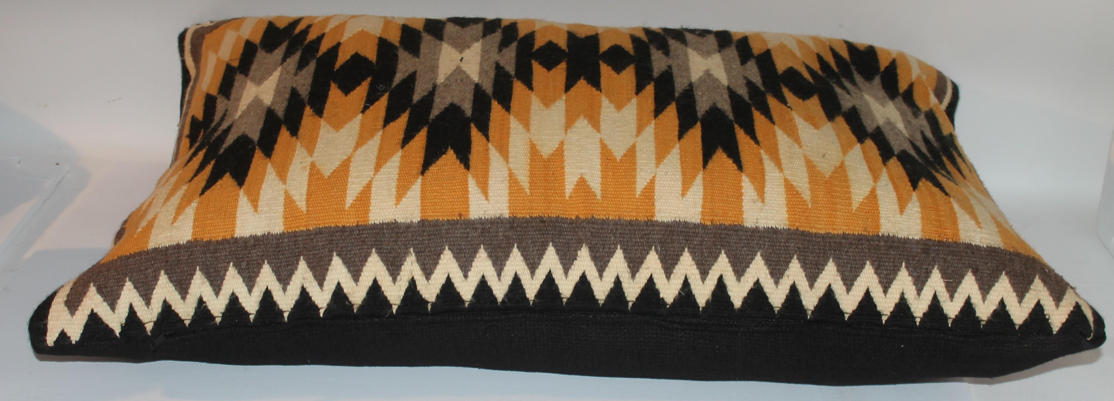American Antique Navajo Indian Weaving Geometric Design Pillow For Sale