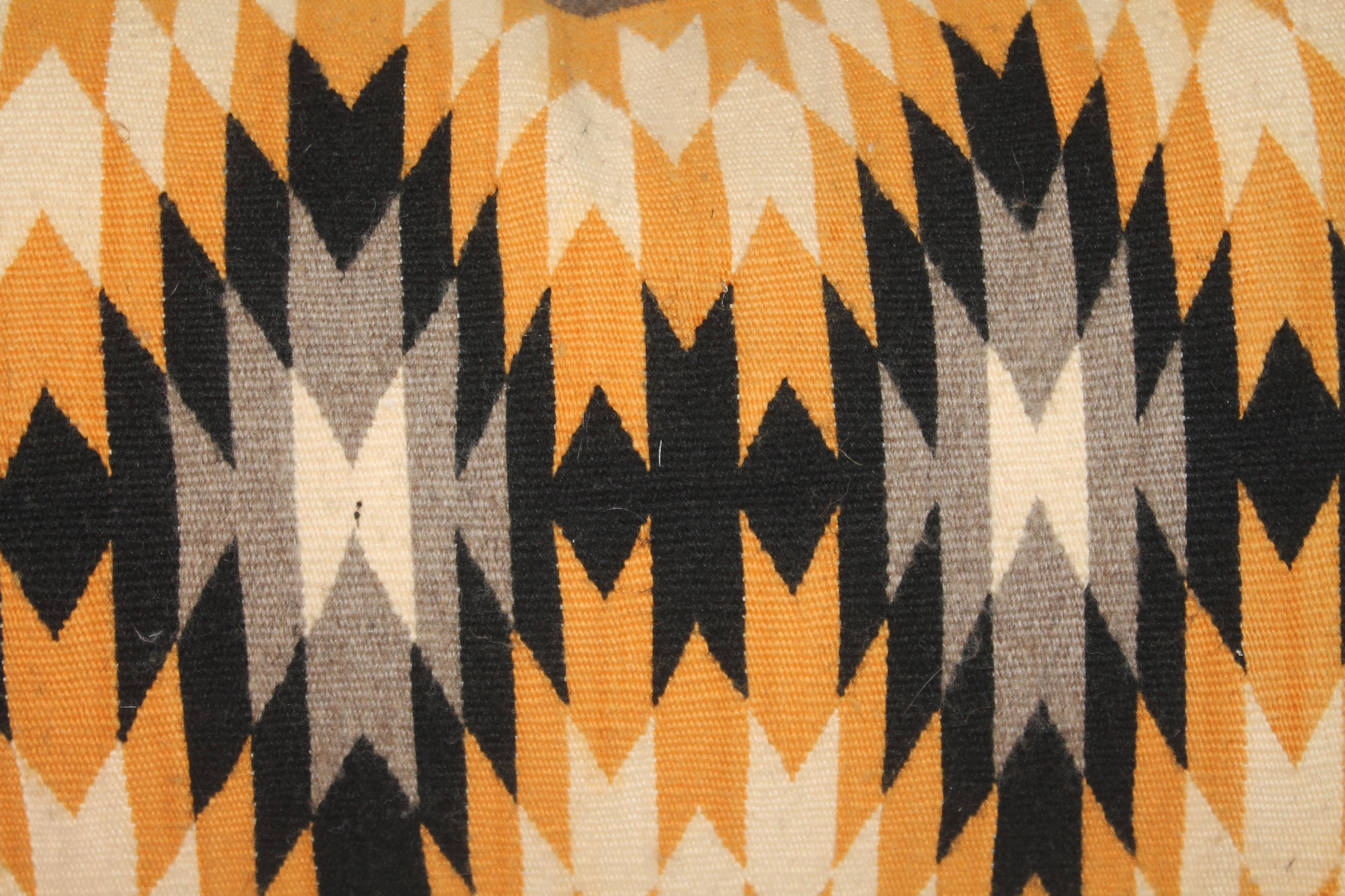 20th Century Antique Navajo Indian Weaving Geometric Design Pillow For Sale
