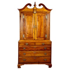 Antique New England Chippendale Cherry Linen Press c. 1760