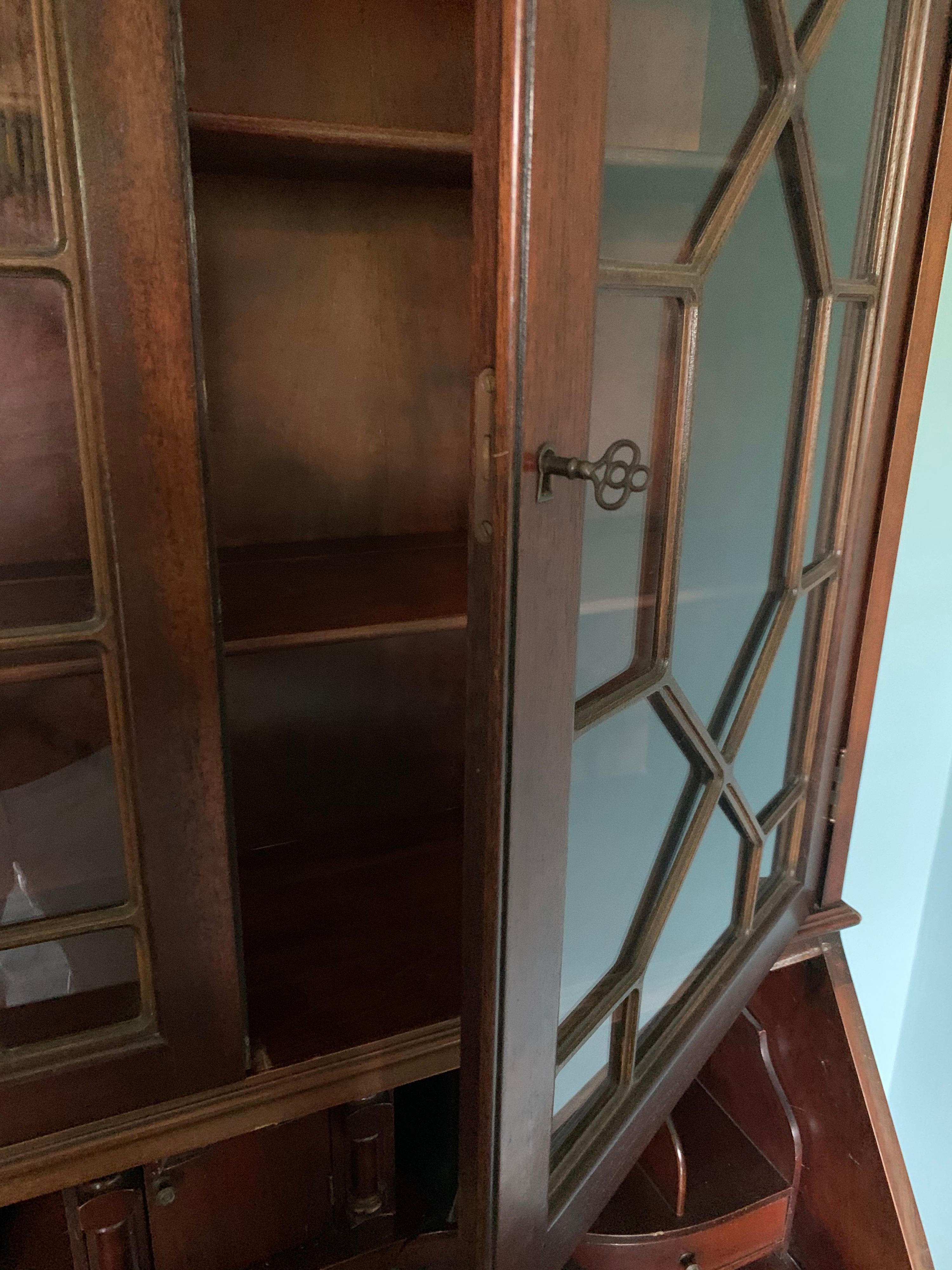 Early 20th Century Chippendale Style New England Mahogany Secretaire Secretary Desk