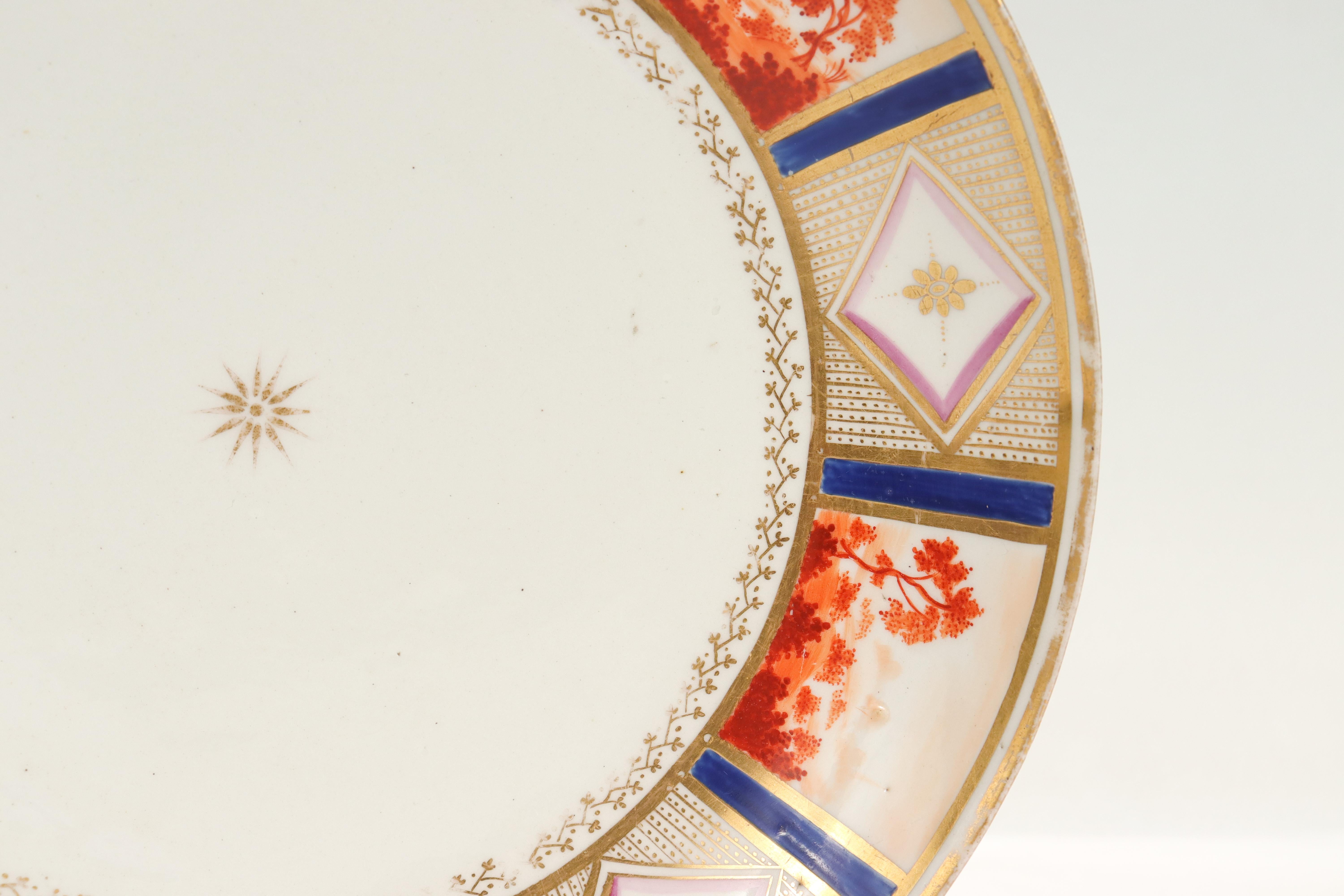 Porcelaine Ancien plat ou assiette en porcelaine anglaise New Hall à motif 435 - PC en vente
