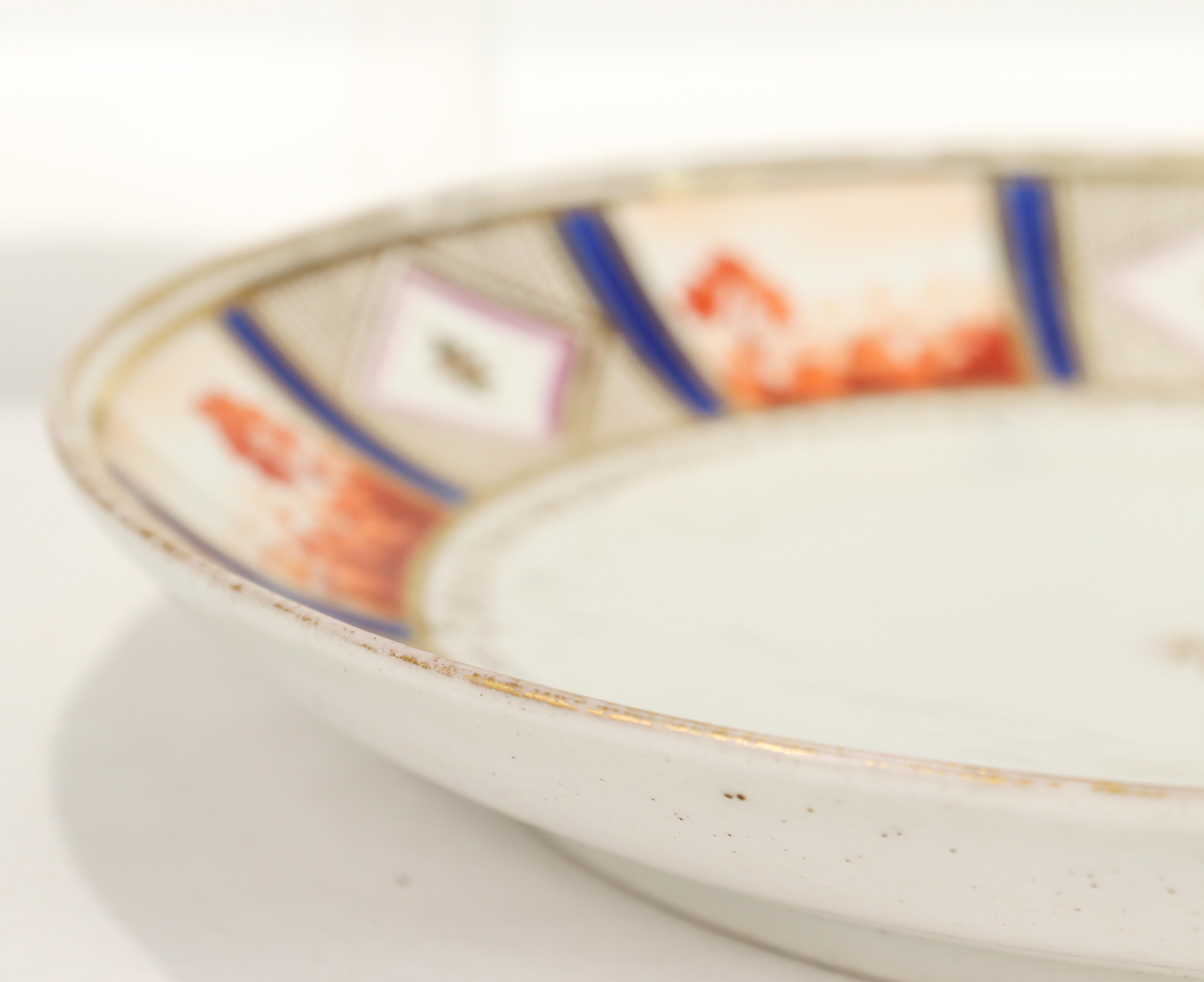 Ancien plat ou assiette en porcelaine anglaise New Hall à motif 435 - PC en vente 1